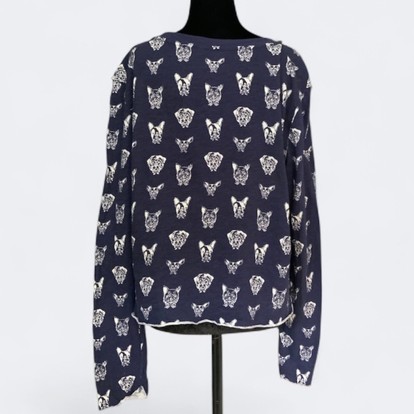 Anthropologie Maeve Caitlin Boxy Fit Dog Print Long Sleeved Cotton T Shirt SZ M - Picture 5 of 14